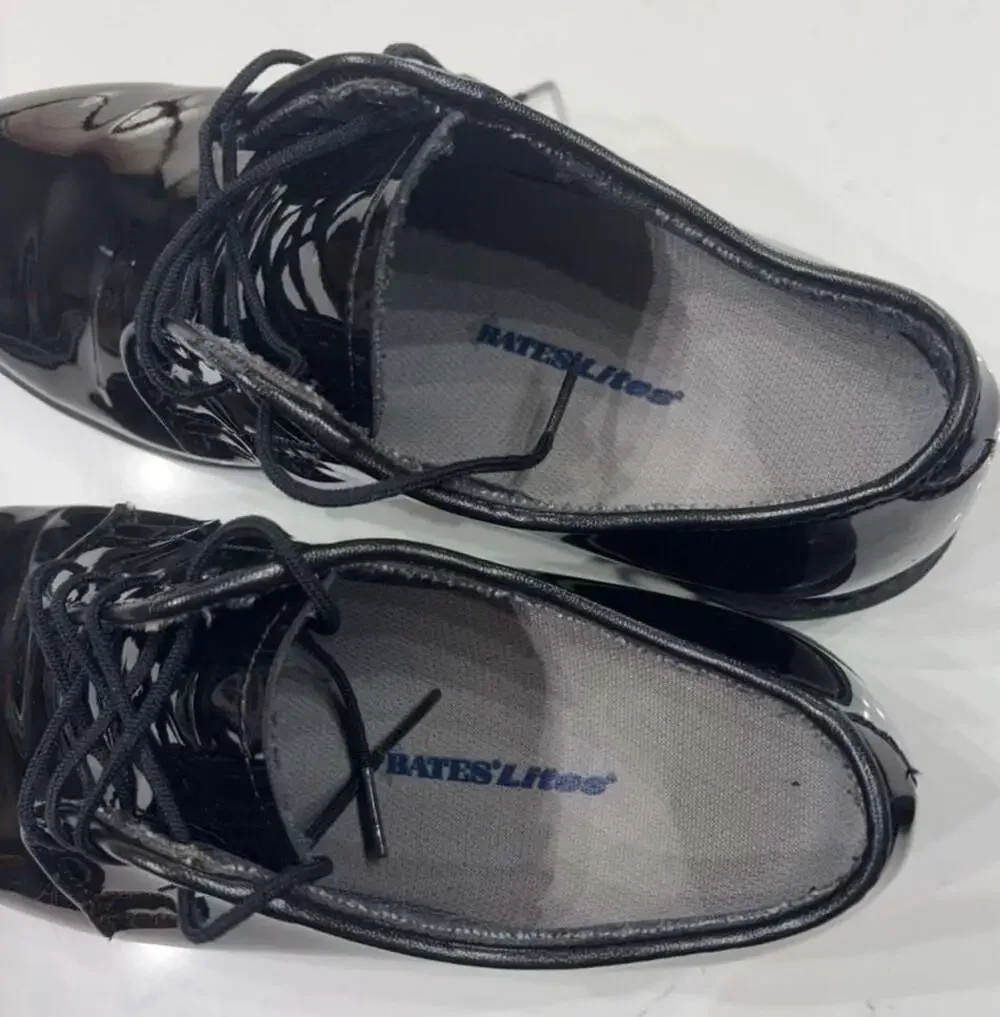 Bates Lites Black Patent Leather Uniform Oxford Shoes Size 7.5W